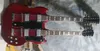 Two-head electric guitar, 6-string + 12-string, mahogany clear red body, cartridge + double-open cartridge, flat