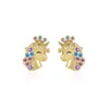 Boucles d'oreilles Xingyunday mignon couronne licorne breloques pour enfants filles coloré Zircon oreille enfant argent or couleur bijoux cadeaux