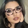 Sonnenbrille TR90 Cat Eye Flache Gläser Anti Blaues Licht Und Müdigkeit Transparent/Blumen Brillengestell Klares Frauenglas