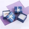 Otra caja de cartón de papel de lujo hecha a mano para joyería de anillo pequeño 464630 mm Color azul Regalo encantador con gota de cinta dulce Deliv Dhgarden Dh7Qe