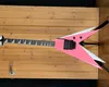 Hot Rare Vinnie Vincent Flying v Double V Pink White Electric Guitar、Floyd Rose Tremolo、Shark Fin Inlay、EMG Pickup、Black Hardware