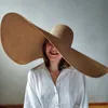 Foldable Women Oversized Floppy Straw Hat 70cm Diameter Large Brim Summer Sun Hats Panama Travel Beach Hat Wholesale 240219