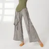 Abbigliamento da palco Pantaloni da donna Balletto Danza moderna Pantaloni classici Gamba larga Tasca dritta Pratica di ginnastica lunga