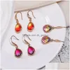 Dangle Chandelier Design de mode ronde goutte d'eau K9 boucles d'oreilles en cristal pour les femmes Colorf strass plaque d'or crochet Dangle Dhgarden Dhd90