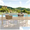 Camp Furniture Outdoor-Barhocker mit Metallbeinen, Terrassenseil, Gartenstuhl aus gewebtem Korbgeflecht, Drop-Lieferung, Sport im Freien, Camping, Wandern, A Otxcu