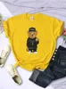 T-shirt Femme Hip Hop Rap Tendance Teddy Bear T-shirt Femmes Street Vintage Harajuku Tshirt O-Cou Casual Manches Courtes Sport Hip Hop Tee Vêtements T240221