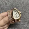 Relógio feminino, 32 mm, pulseira de aço inoxidável em ouro rosa e diamante, serpentina, movimento de quartzo importado, pulseira de mola, pulseira pequena