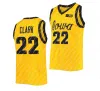 22 Caitlin Clark Jersey Iowa Hawkeyes 여자 대학 농구 유니폼 검은 흰색 옐로우