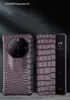 Äkta kohudsläder flip fodral för Huawei Mate 60 RS Crocodile Window View Cover