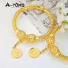 Charm Bracelets AYONG Saudi Gold Bracelet 21k Plated Hollow Out Balls Bangle Punk Personality Hand Chain Cuff