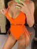 Damskie stroje kąpielowe S - XL Sexy Lace Up One Piece Swimsuit Kobiet Kobieta Backless Monokini Bather Bathing Suit Swim Lady V2906H24221