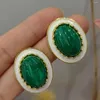 Dangle Earrings Green Vintage Creative Ear Studies Elegant Versatile Luxury Dinner With Western Texture Women's