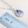 Uppsättningar 925 sterling silver smycken set brud lila zirkoniumörhängen för kvinnliga stenar ringar pendent bröllop halsband armband set