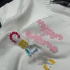 Женская футболка Женская O-образная вырезок Терри Степень Письмо вышивая вышивка.