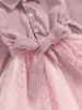 Flickklänningar Baby Floral Print Ruffle Sleeve Dress With Bow Belt - Perfekt för hösten och våren