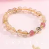 Bracelets 8 mm Crystal Citrine Strawberry Quartz Bracelets Bracelets en pierre naturelle pour femmes Cadeaux Perles d'amitié Bracelet Bijoux