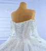 Abito da sposa lucido di lusso 2024 con spalle scoperte Manica lunga Ebmroidery Perline Paillettes Lace Up Puffy Abiti da sposa Custom Made Vestido De Novia