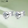 Orecchini TBCYD 4/5MM D Orecchini rotondi di moissanite rotondi per donne certificate S925 Stuil Rhodium Plack Diamond Ear Studs