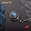 목걸이 ITSMOS LABRADORITE 펜던트 목걸이 S925 여성용 고급 보석류 자연 보석 수제 스털링 실버 월 라이트 목걸이