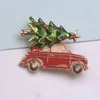 Brooches Creative Christmas Tree Car Shape Brooch Shining Rhinestones Inlaid Enamel Pin Vibrant Color Clothes Hat Shawl Badge Accessories