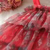 Robe de princesse en Tulle pour filles, Tutu, sans manches, motif Floral à plusieurs niveaux, ligne a, en maille, robe de plage, été