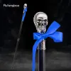 Skull Head With Bow Tie Walking Cane Fashion Decorative Walking Stick Gentleman Luxury Crosier Knob Walking Stick 93cm