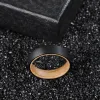 Band Poya Whisky Barrel Wood Sleeve 6mm Brushed Dober Black Tungsten Wedding Ring