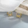 Square Enamel Colored Glaze Earrings Imbue Diamond Trend Earring Designer Classic Palace Ear Stud Womens Vintage Gold Ear Rings Minimalist Ear Rings