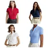 Polo femme t-shirt femme été classique décontracté haut à manches courtes multi-boutons revers t-shirt petit cheval multicolore coupe ajustée vêtements mode