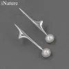 Earrings INATURE 925 Sterling Silver Asymmetric Irregular Stud Earrings Natural Pearl Fashion Jewelry Gift for Party Best Friend