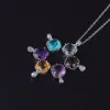 Pendants CSJ Grüner Amethyst-Anhänger, 925er Sterlingsilber, natürlicher Topas, Citrin, Ametrin, Paraiba-Rauchquarz, für Damen, Party, Geschenkbox