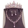 Halsband lyxiga brud smycken set tiara kron örhänge halsband set för kvinnor bröllop hår smycken set fest födelsedag huvudkläder uppsättning