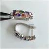 Новое поступление, цветные серьги-кольца с кубическим цирконием и кристаллами для женщин и девушек, корейский стиль, ювелирные изделия-гвоздики с цирконием, модные серьги-гвоздики, Deliv Dhgarden Dhk5H