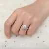 Ringe Luxus 18K Weißgold Ringe Brillant VVS 1 Karat Moissanit Diamant Ringe Braut Ehering für Frauen Versprechen Geschenk Schmuck