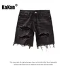 Heren Kakan - Nieuwe zomerheren Strikte denim shorts Koreaanse jeugd populaire slanke fit voeten kwart pants jeans K58 -DK322 J240219 J240326