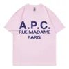 メンズTシャツ2023サマーファッションメン/女性Tシャツ特大のAPCプリントヒップホップ半袖シャツ服韓国スタイルストリートウェアトップティーエメダン888