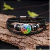 Chain Handmade Mandala Flower Pattern Dome Leather Bracelet For Women Mtilayer Om Symbol Yoga Buddhism Glass Trendy Jewelry Dhgarden Dhkxy