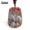 Halsband naturliga Picasso Jasper Stone Pendant Square Carved Rabbit Crystal Agate Charms för kvinnliga smycken som gör DIY -halsband Reiki gåva