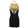 Casual Dresses Summer One Piece Dress Korea Women Sleeveless O Neck Gold Sequines Embroidery Bodycon Mini Black Bandage High Street