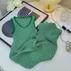 Sukienki zwyczajne bez rękawów Zielone kobiety proste o-drock a-line szczupła śruba gwint sukienka letnie plaż