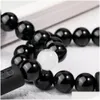 Beaded Fashion 12 Constellation Black Agate 10mm Beaded Strands Armband för män Kvinnor Tiger Eyes Pärlor Natural Stone Armband Jewel Dhekx