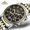 AESOP Luxury Brand Military Watch Men Moon phase Automatic Mechanical Watches Luminous Full Steel Waterproof Clock Men190K