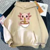 Sweatshirts Niedlicher Axolotl-Liebhaber Anime Japanisches Essen Hoodie Klassische Hoodies Ästhetische Kleidung Damen Frühling/Herbst Sweatshirt Kawaii Sudaderas