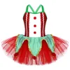 Stage Wear Enfants Filles Cirque Clown Cosplay Costumes Paillettes Pompons Noël Maille Justaucorps Tutu Robe Elf Princesse Up Vêtements