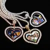 Colliers Topgrillz en forme de coeur en forme de photo personnalisée Collier pendentif médaillon double face avec chaîne de tennis de 4 mm bijoux hip hop zircon