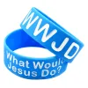 Bracelets 25 PCS Que ferait Jésus Bracelet en caoutchouc de silicone d'un pouce de large bleu