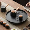 TEA TRAYS Creative Ceramic Tray Hushåll Runda Lucky Grass Water Storage Table Simple Song Pot Bearing