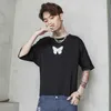 T-shirts pour hommes China Chic Oversize Hong Kong Fengri T-shirt à manches courtes adapté aux couples Splash Ink Butterfly Print T-shirt à manches courtes - J240221