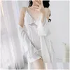 Femmes de nuit deux pièces femmes kimono peignoir ensemble rayonne satin chemise de nuit robe de nuit loungewear dame robe de bain robe drop livraison ap otkxz