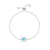 Armreifen MYOP 925 Sterling Silber Sommer Stil Meeresschildkröte Perlen Armbänder Für Frauen Klassische Blaue Opal Freundschaftsarmband Strand Schmuck